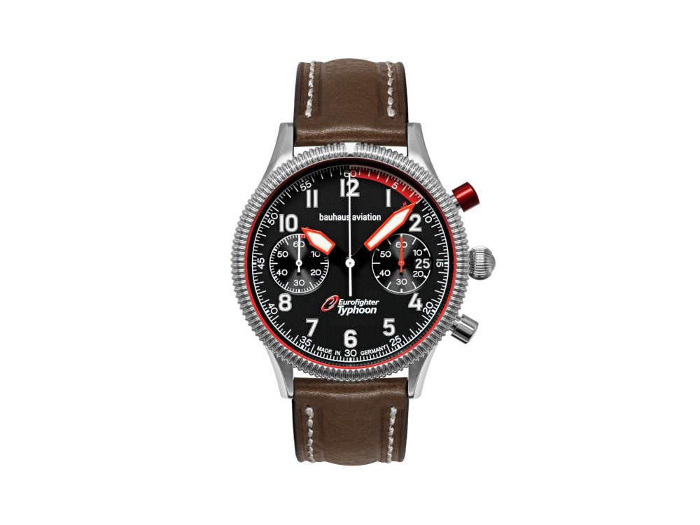 Bauhaus Aviation Quartz Watch, Black, 41 mm, Chronograph, Day, 2576-2