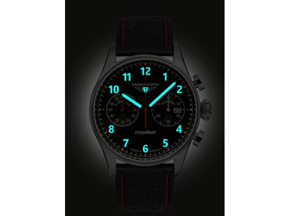 Bauhaus Aviation Tornado Quartz Watch, Black, 42 mm, 2770-2