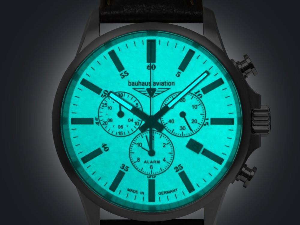 Bauhaus Aviation Quartz Watch, Beige, 42 mm, Chronograph, Day, 2880-5