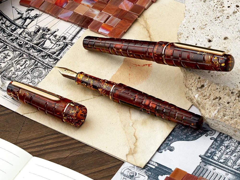 Benu Tessera Sunstone Fountain Pen, Amber, Gold plated, 25.2.31.6.0