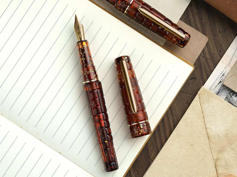 Benu Tessera Sunstone Fountain Pen, Amber, Gold plated, 25.2.31.6.0