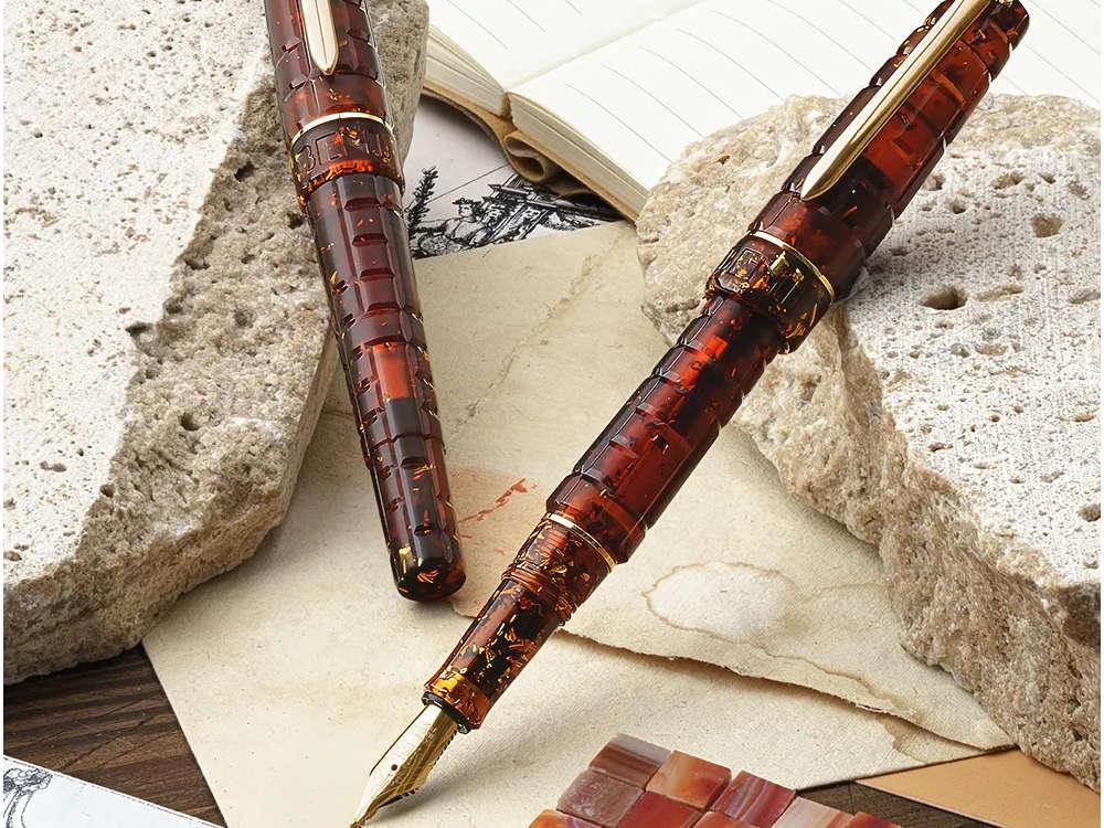 Benu Tessera Sunstone Fountain Pen, Amber, Gold plated, 25.2.31.6.0-S