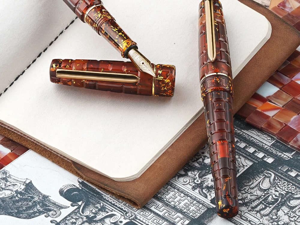 Benu Tessera Sunstone Fountain Pen, Amber, Gold plated, 25.2.31.6.0-S