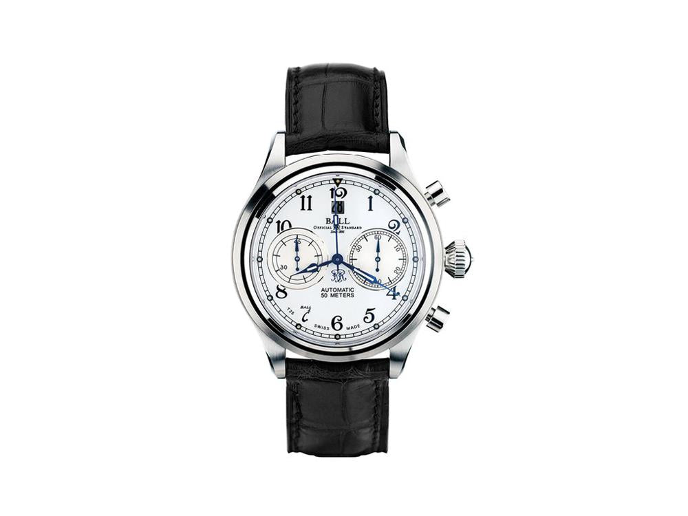 Ball Trainmaster Cannonball Automatic Watch, Ball RR1401, White Chronograph