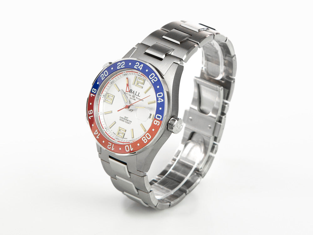 Ball Roadmaster Pilot GMT Automatic Watch, White, 40 mm, Lim Ed., DG3038A-S2C-WH