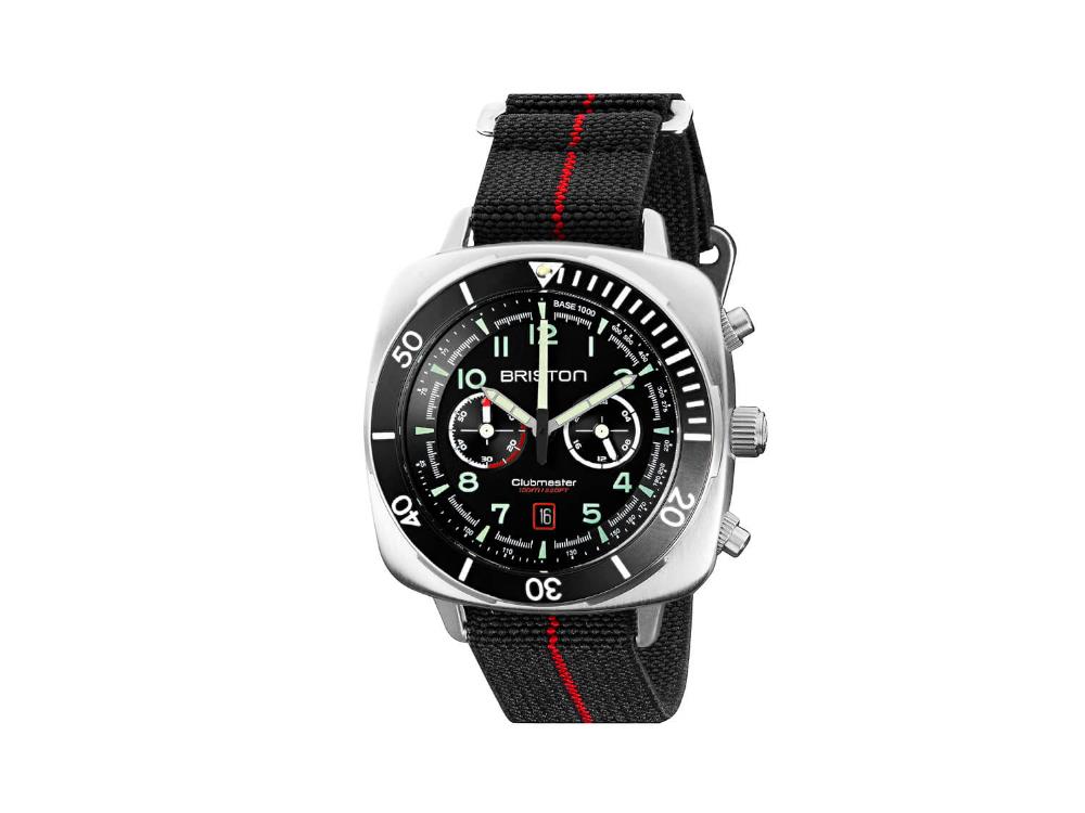 Briston Clubmaster Outdoor Quartz Watch, Steel, Black, 44 mm, 23144.S.O.1.EB