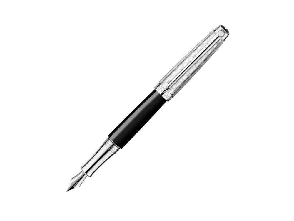 Caran d'Ache Léman Damier Fountain Pen & Black Leather Case,  4799.566