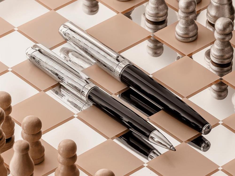 Caran d'Ache Léman Damier Fountain Pen & Black Leather Case,  4799.566