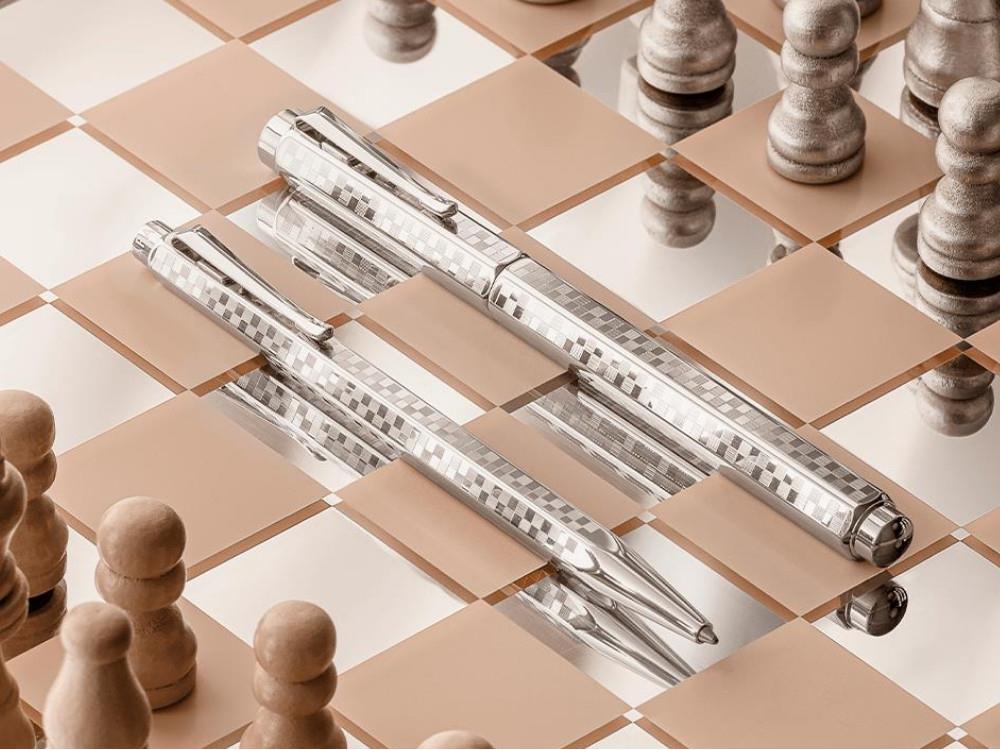 Caran d'Ache Ecridor Damier Fountain Pen, Silver, 958.566