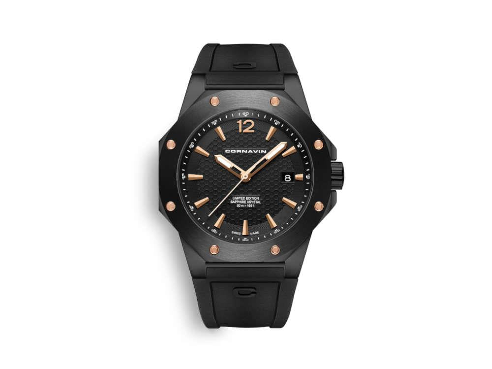 Cornavin Downtown 3-H Quartz Watch, 41 mm, Black, PVD, CO2021-2029