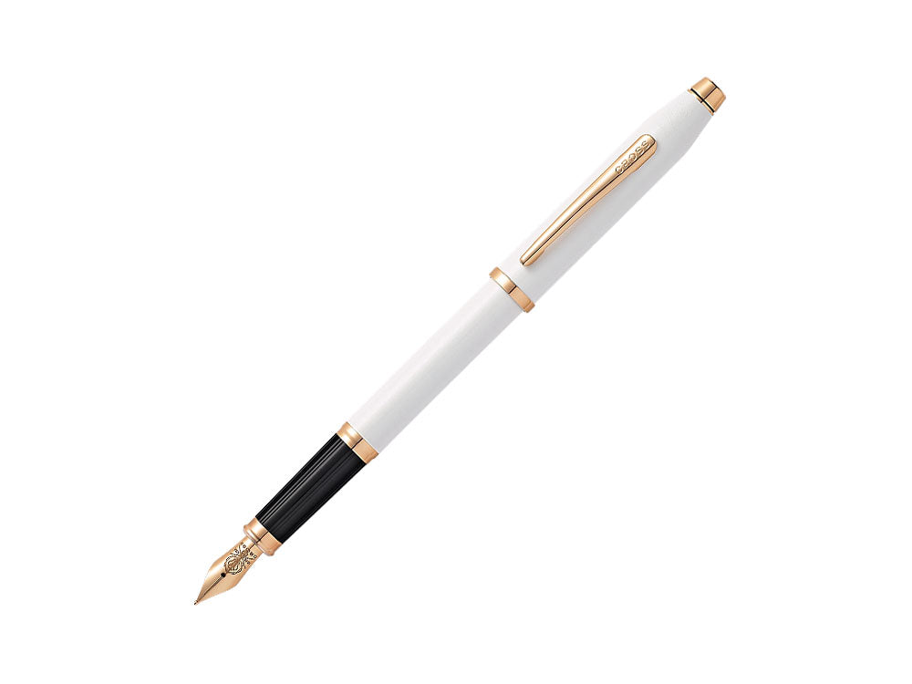 Cross Century II Fountain Pen, White Lacquer, Rose Gold, AT0086-113