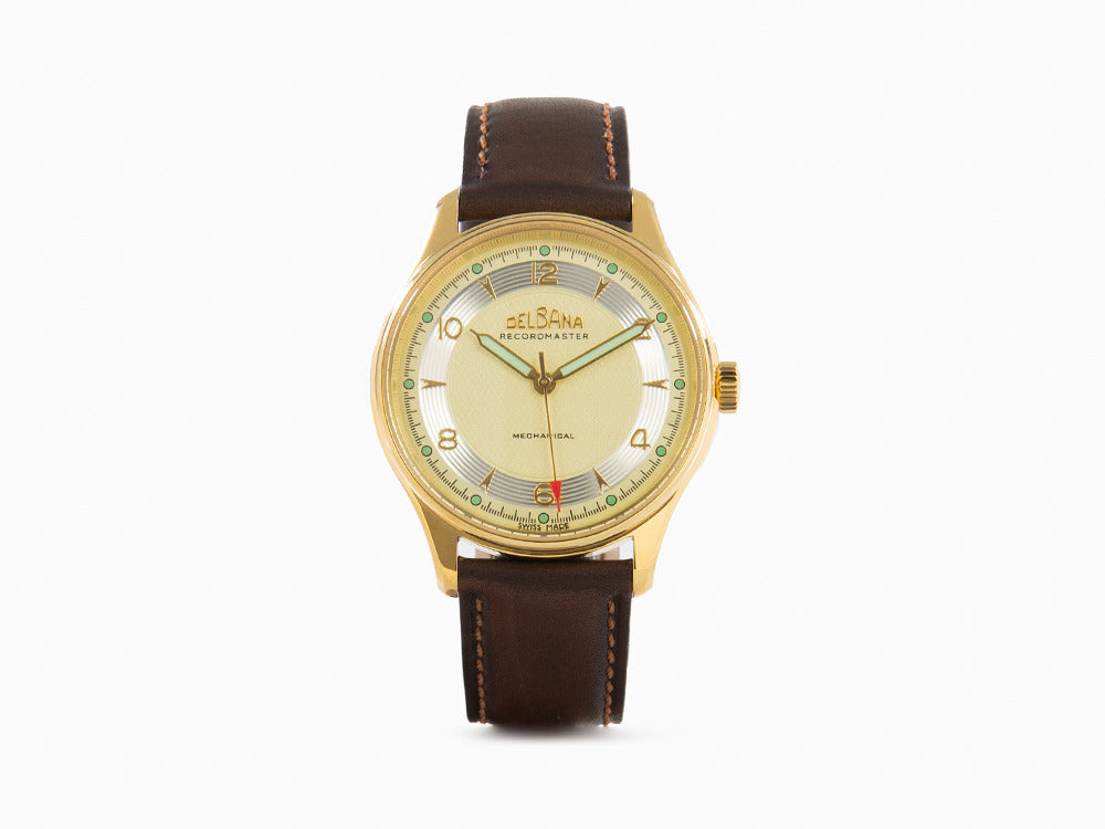 Delbana Recordmaster Mechanical Watch PVD golden 40 mm 42601.748.6 Iguana Sell UK