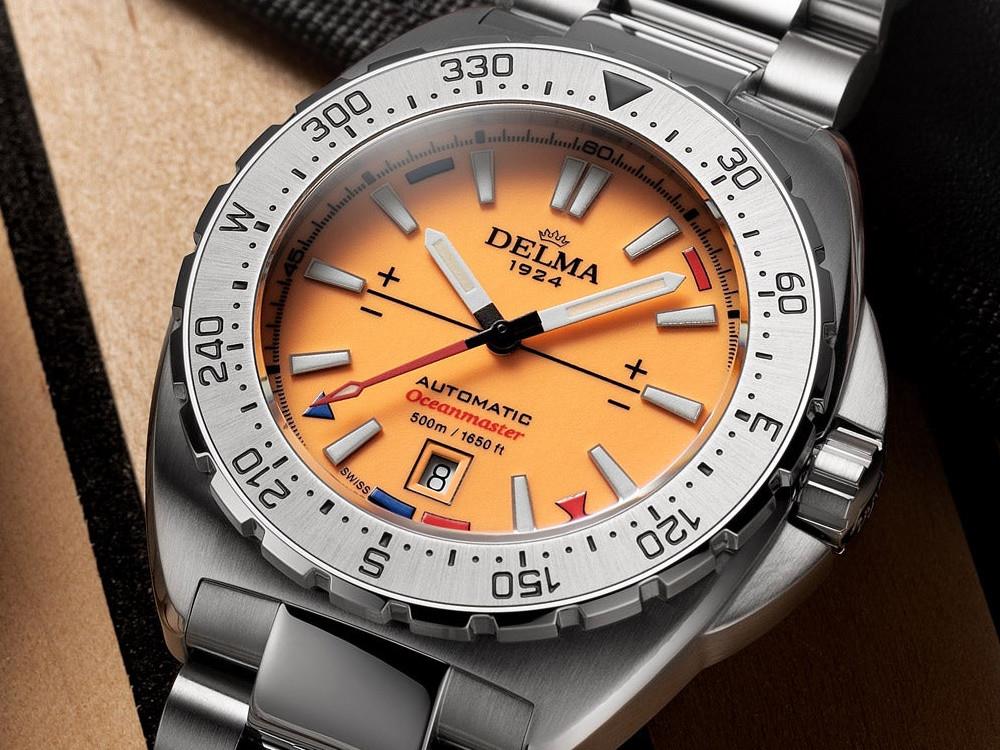 Delma Diver Oceanmaster Lume Watch, Orange, 44 mm, 41701.670.6.159