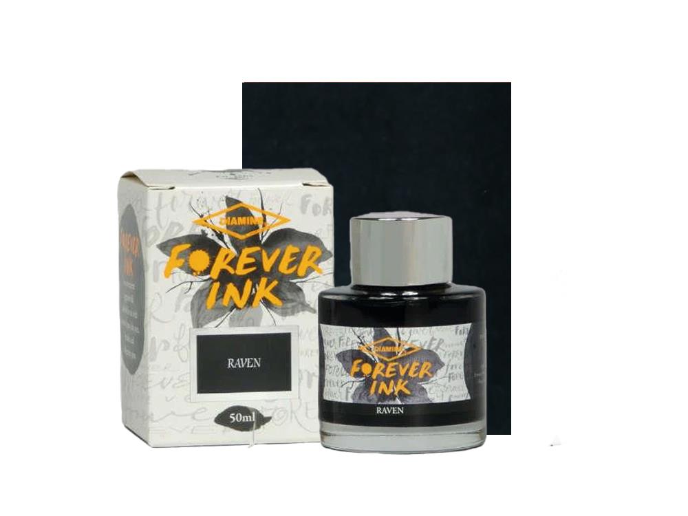 Diamine Forever Ink Collection -Permanent Pigment Ink Bottle Raven, Black, 50ml