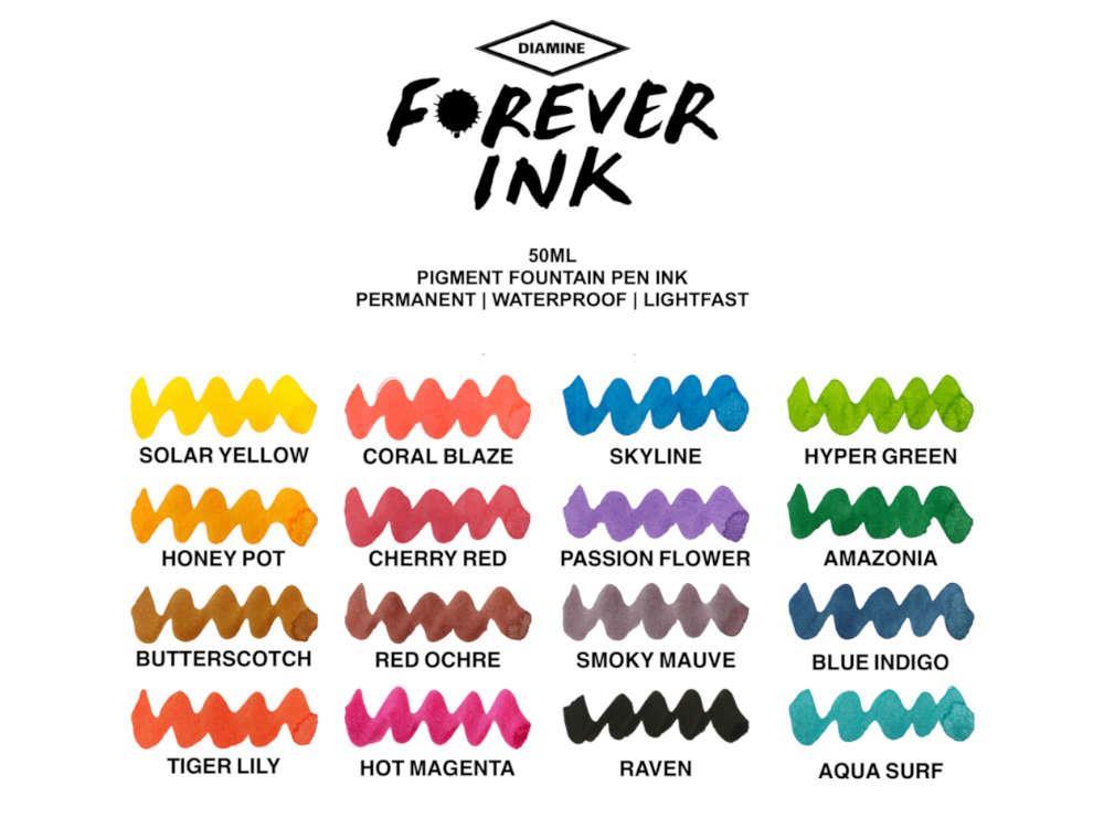 Diamine Forever Ink Collection -Permanent Pigment Ink Bottle Tiger Lily, 50ml