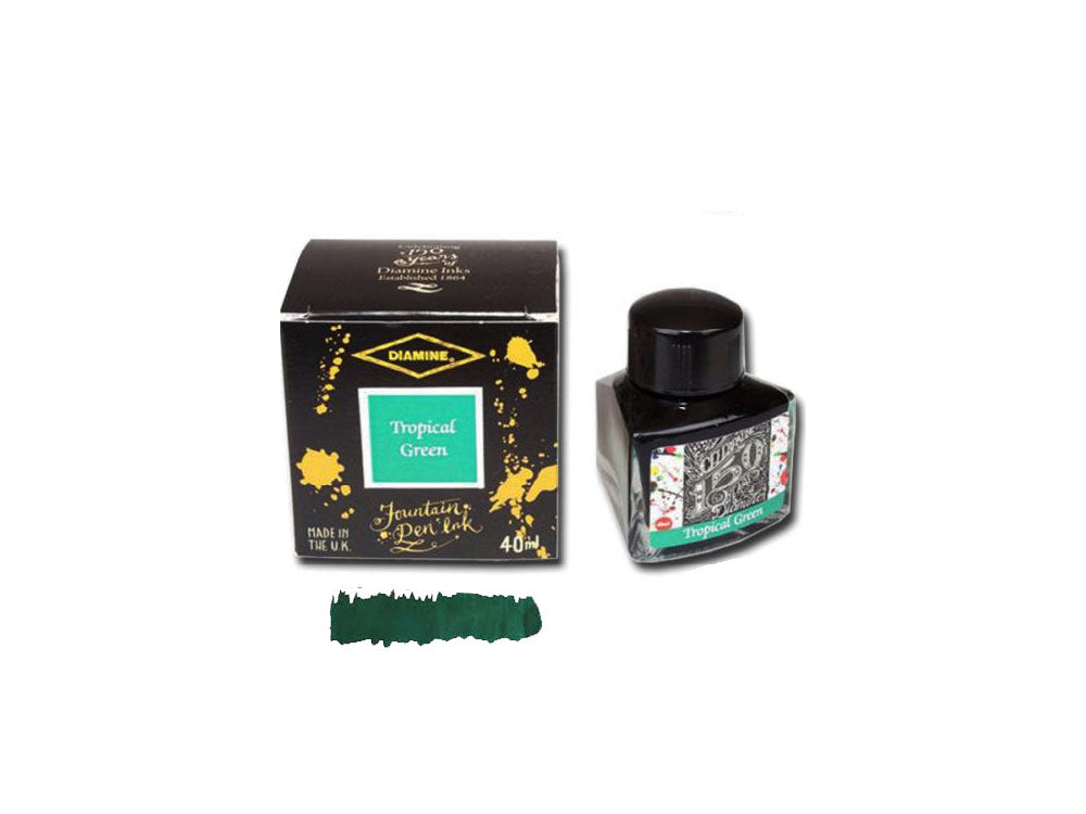 Diamine 1864 Tropical Green, 150th Anniversary Ink Bottle, 40ml, Crystal