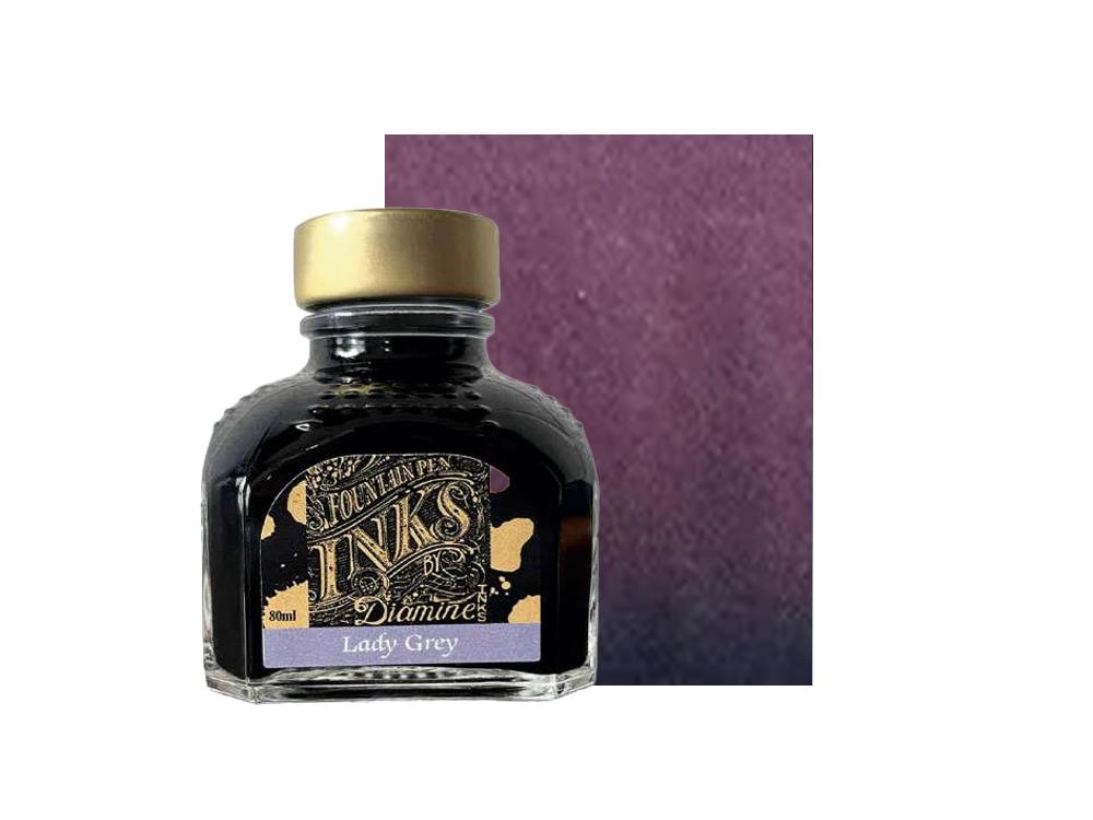 Diamine Lady Grey Standard Ink Bottle, 80ml., Purple, Crystal