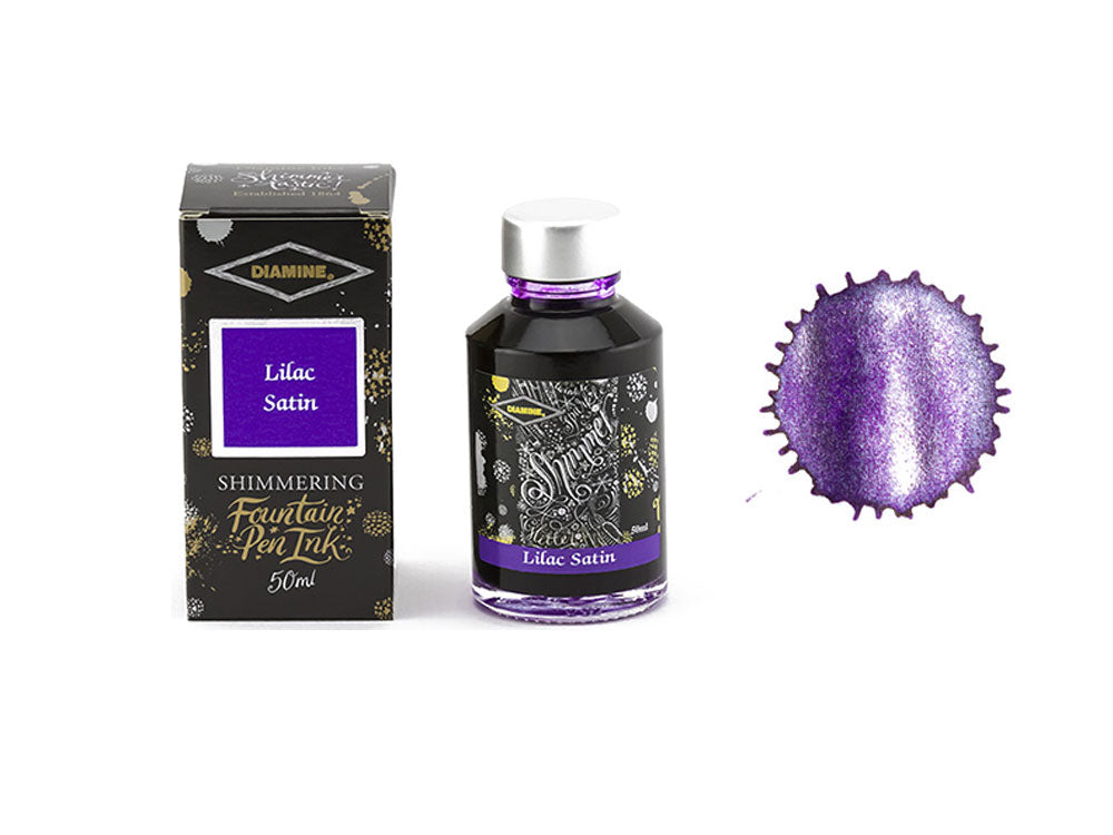 Diamine Shimmering Lilac Satin Ink Bottle, 50ml, Purple, Crystal