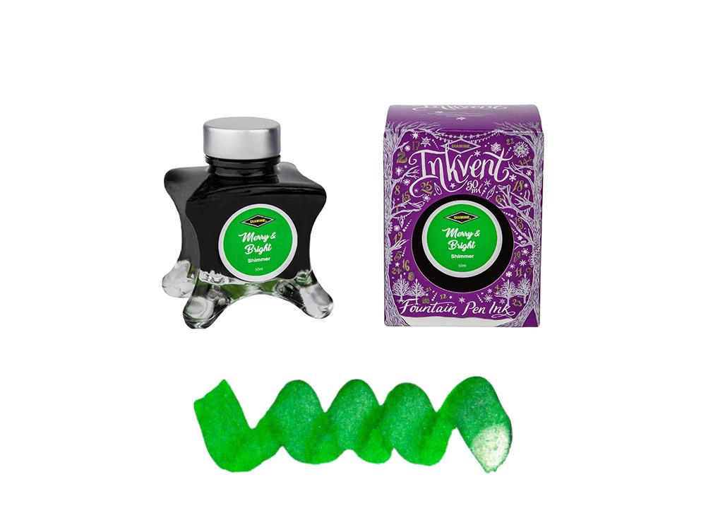 Diamine Merry&Bright Ink Vent Purple Ink Bottle, 50ml, Shimmer, Green