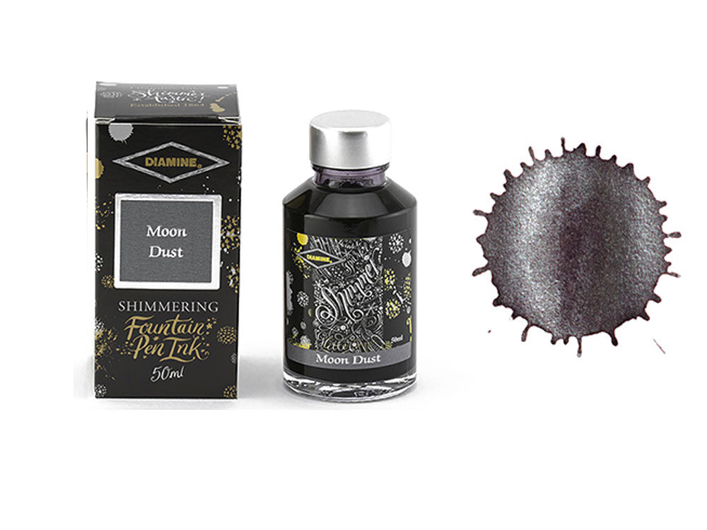 Diamine Shimmering Moon Dust Ink Bottle, 50ml, Grey, Crystal