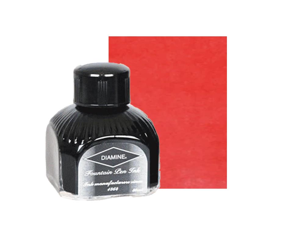 Diamine Ink Bottle, 80ml., Passion Red, Italyan crystal bottle