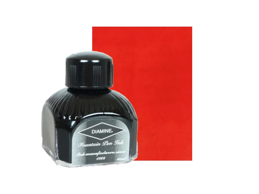 Diamine Ink Bottle Poppy Red, 80ml.,  Italyan crystal bottle