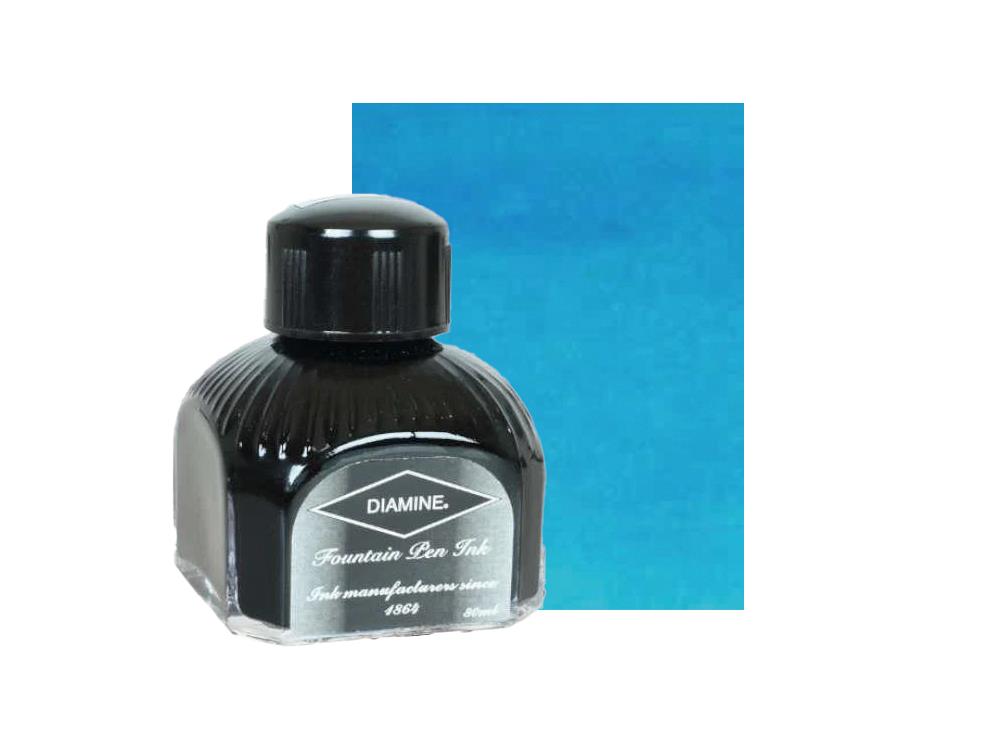Diamine Turquoise Ink Bottle, 80ml., Italyan crystal bottle