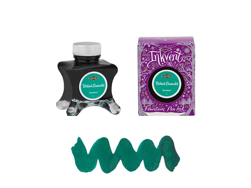 Diamine Velvet Emerald Ink Vent Purple Ink Bottle, 50ml, Standard, Green