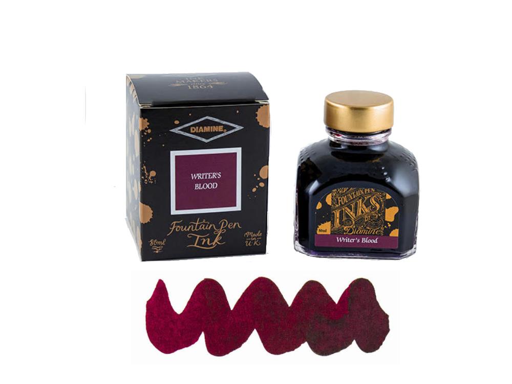 Diamine Writers Blood Ink Bottle, 80ml., Red, Crystal