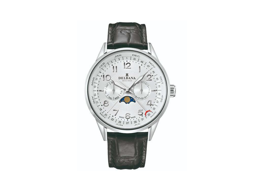 Delbana Classic Retro Moonphase Quartz Watch 42mm Leather 41601.646.6.064