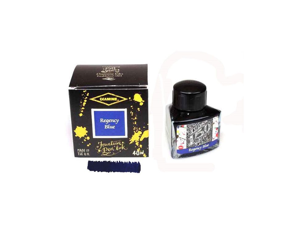 Diamine 1864 Regency Blue, 150th Anniversary Ink Bottle, 40ml, Crystal