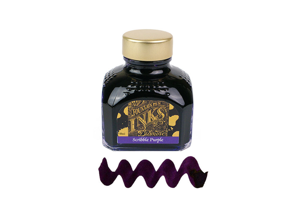 Diamine Ink Bottle, 80ml., Purple, Italyan crystal bottle
