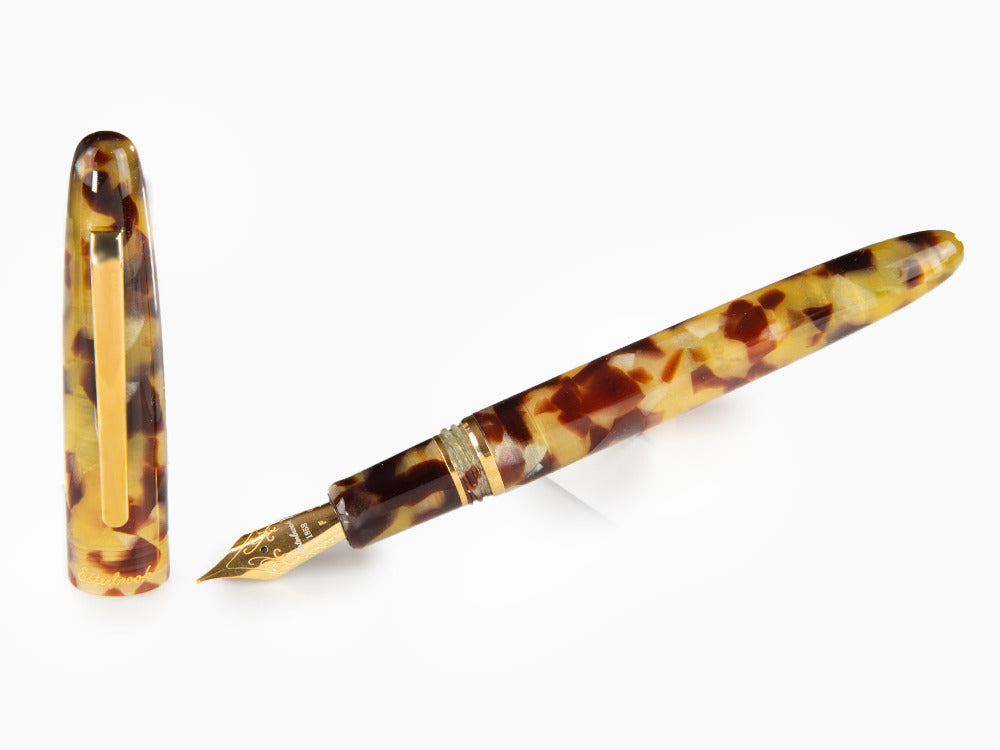 Esterbrook Estie Tortoise Fountain Pen, Black Resin, Gold plated, E136