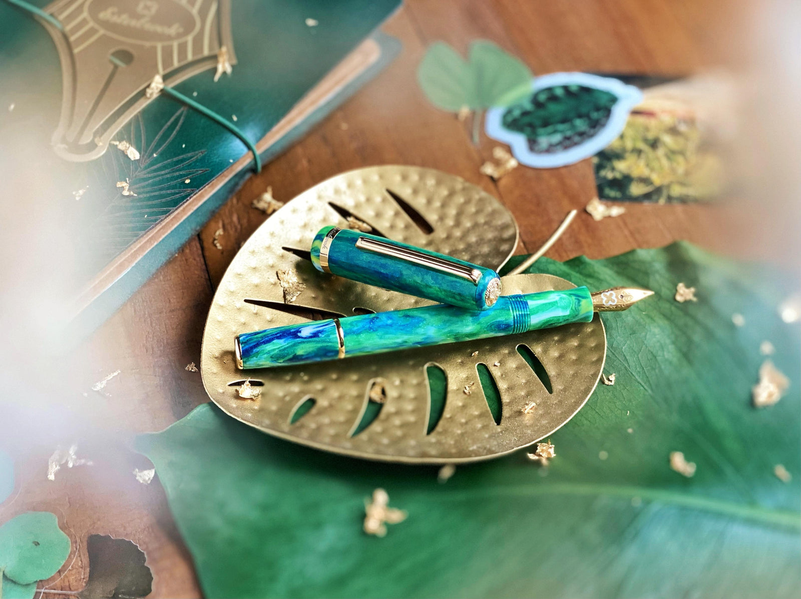 Esterbrook JR Beleza Fountain Pen, Resin, Green, Gold plated, EJRBA