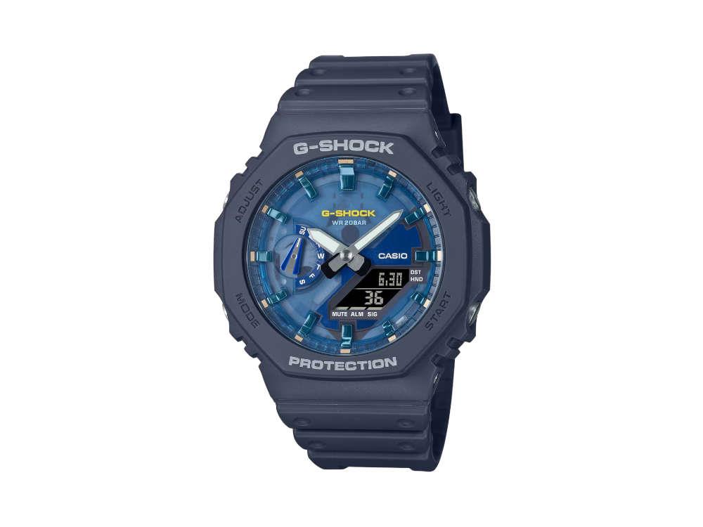 G-SHOCK Casio Classic Quartz Watch, Blue, 48.5 × 45.4mm, GA-2100AS-2AER