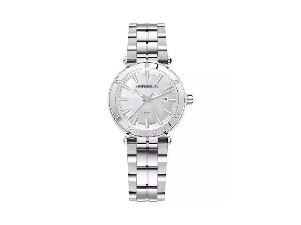 Herbelin Newport Quartz Watch, Pearl, 35 mm, Steel bracelet, 14288B19