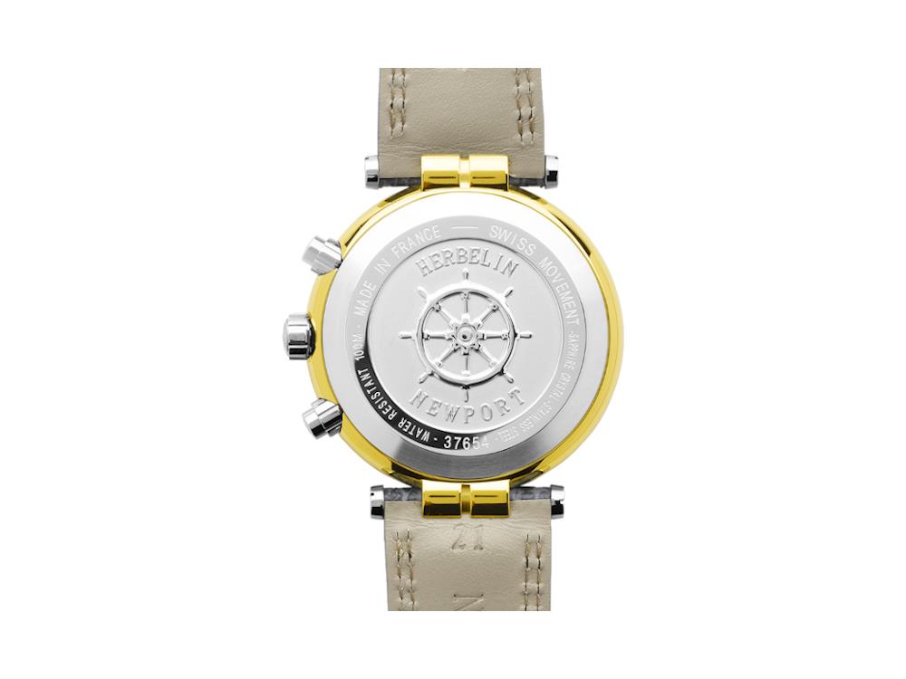 Herbelin Newport Quartz Watch, PVD Gold, Blue, 40 mm, Chronograph, 37654T35
