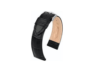 Hirsch Exotic embossed leather Strap, Leather, Black, 24 mm, 01028050-2-24