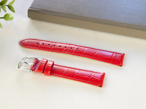 Hirsch Louisianalook Exotic embossed leather Strap, Red, 18 mm, 03427120-2-18