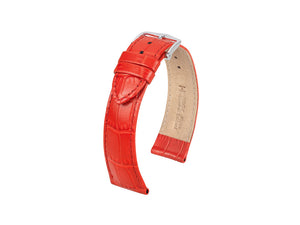Hirsch Louisianalook Exotic embossed leather Strap, Red, 18 mm, 03427120-2-18