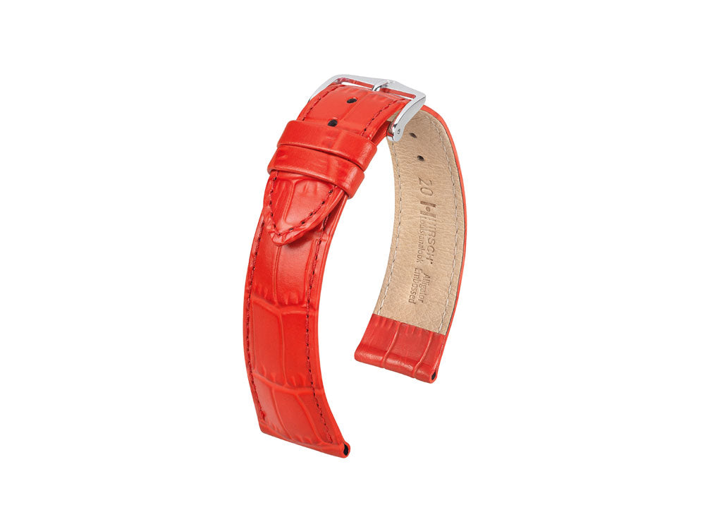 Hirsch Louisianalook Exotic embossed leather Strap, Red, 20 mm, 03427120-2-20