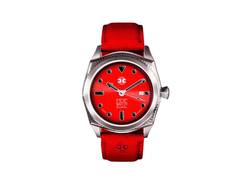 Indie Watch Zillertal Automatic Watch, Red, 40 mm, 163T