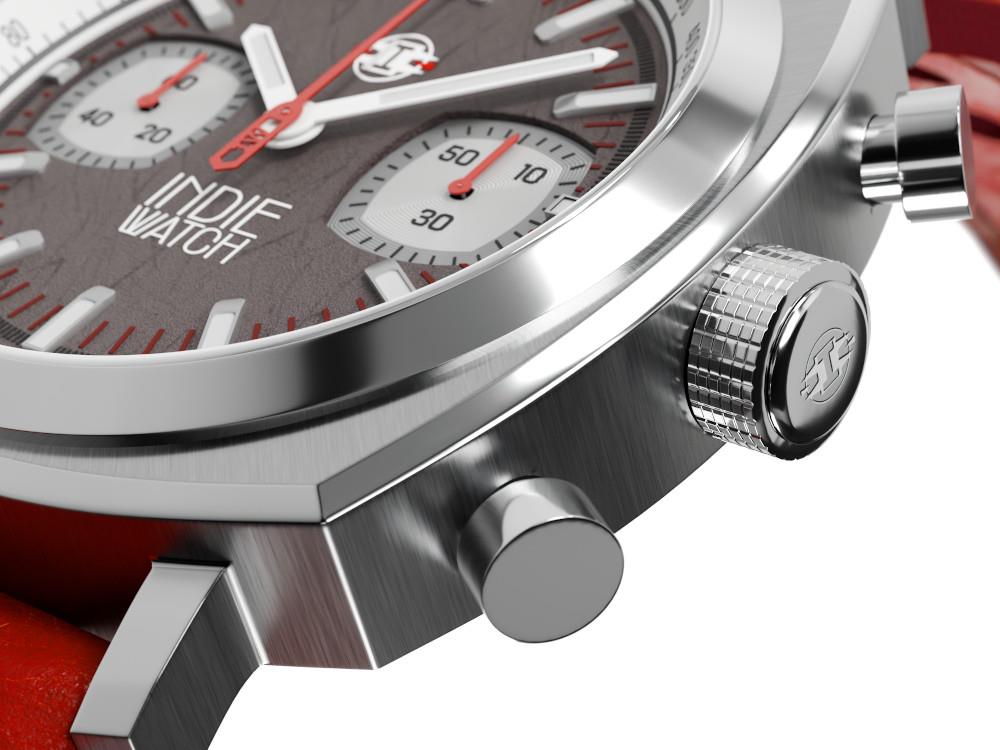 Indie Watch Strum Quartz Watch, Sunburst Anthracite, 42 mm, Chronograph, 521B