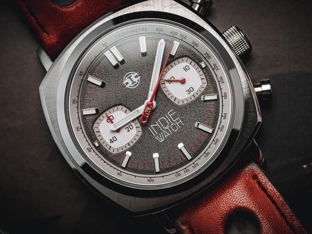 Indie Watch Strum Quartz Watch, Sunburst Anthracite, 42 mm, Chronograph, 521B