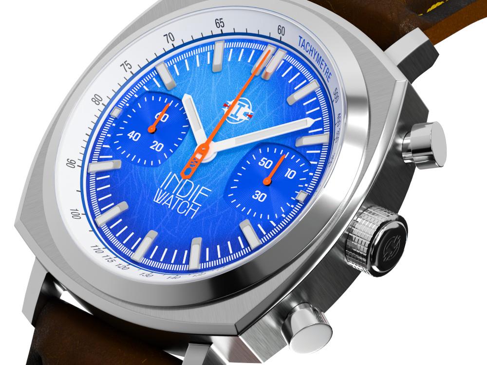 Indie Watch Strum Quartz Watch, Blue, 42 mm, Chronograph, 521K