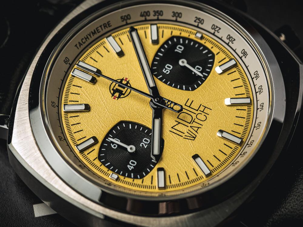 Indie Watch Strum Quartz Watch, Yellow, 42 mm, Chronograph, 521M