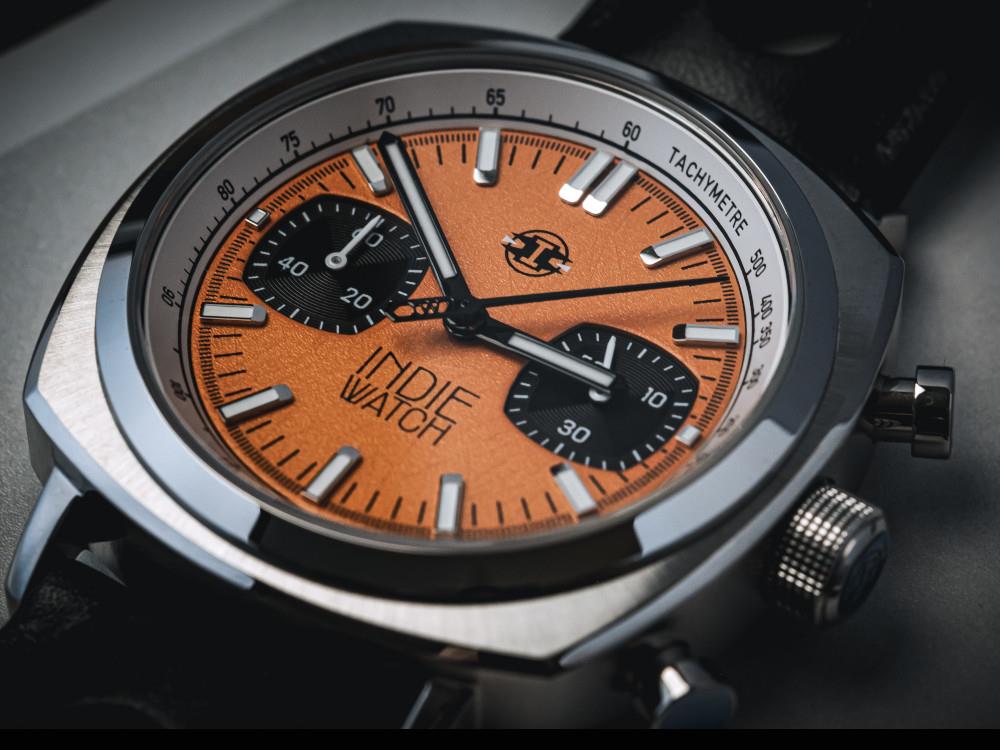 Indie Watch Strum Quartz Watch, Orange, 42 mm, Chronograph, 521X