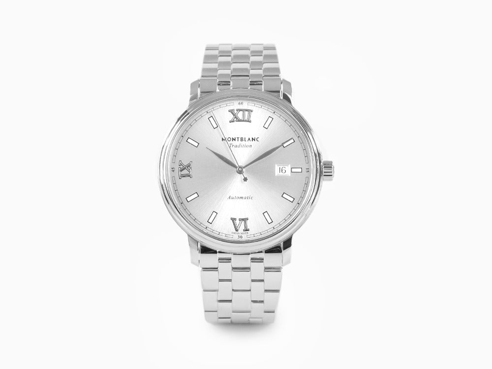 Montblanc Tradition Automatic Watch, Silver, 40 mm, Steel bracelet, 127770
