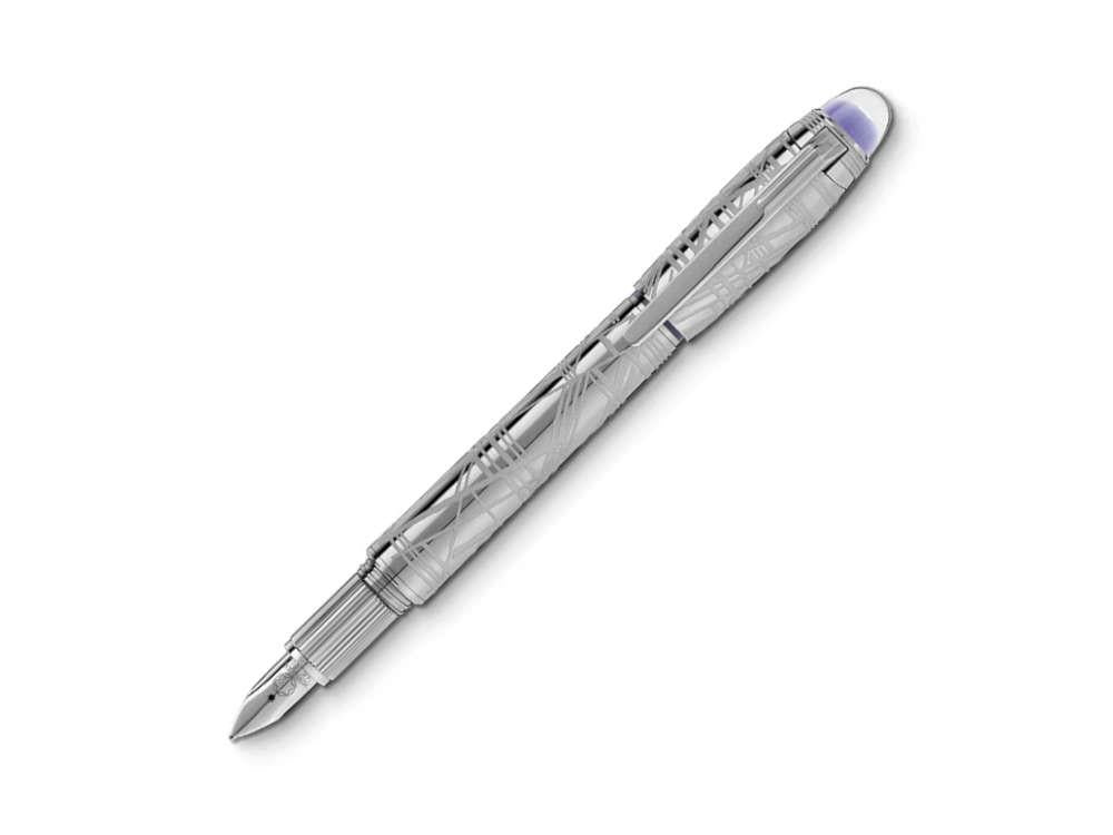 Montblanc StarWalker SpaceBlue Metal Fountain Pen, Ruthenium, 130219
