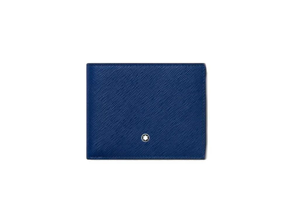 Montblanc Sartorial Wallet, Leather, Jacquard, Blue, 6 Cards, 130812